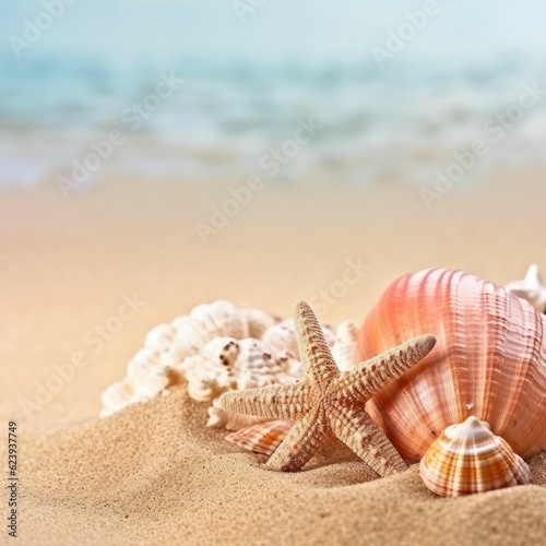 shell, starfish at beach summe