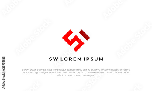 S, W, SW, WS logo monogram style in red color
