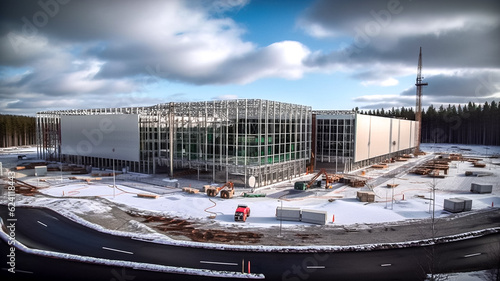 Construction d'un grand bâtiment - Construction d'un datacenter dans une région du nord - Générative IA