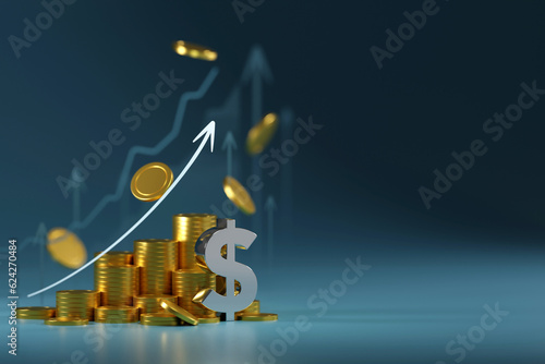 The dollar sign integrated into the graph represents the financial returns and profitability associated with successful investments and thriving business endeavors.