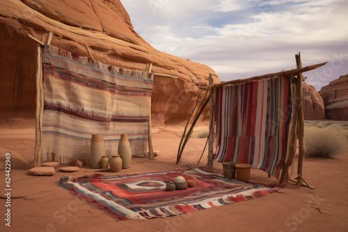 weathered navajo loom outdoors in the desert landscape, created with generative ai