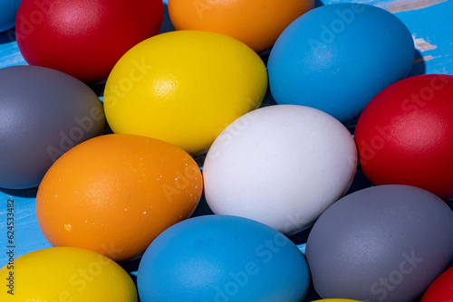 eggs painted in different colors to symbolize the passage of Christian Easter