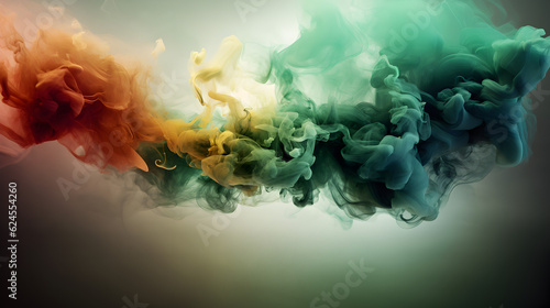 Colorful Symphony: Green, Orange, Red, and Blue Smoke Mist, generative ai