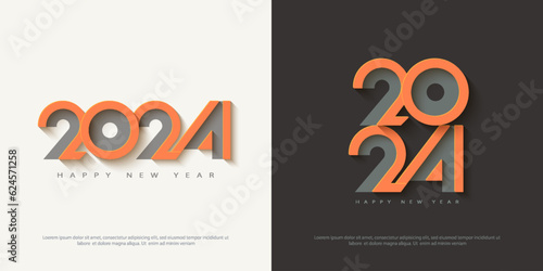 Happy new year 2024 design with colorful thin numerals. Premium vector background for banners, posters, calendars and more.