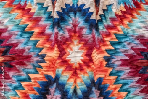 close-up of colorful navajo rug patterns and textures, created with generative ai