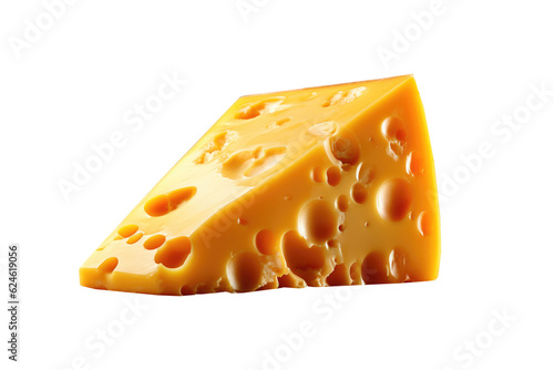 Sliced of cheese isolated on transparent background. Generative Ai