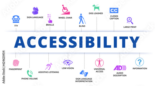 Accessibility concept infographics with all the icon