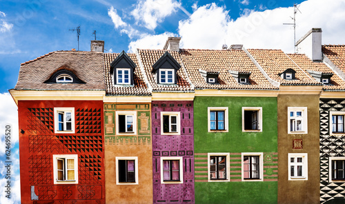 Colourful houses in the Poznan Old Market Square, Poland.