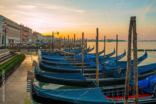 Sunrise view of beautiful Venice. Architecture and landmarks of Venice. Venice panorama, Italy