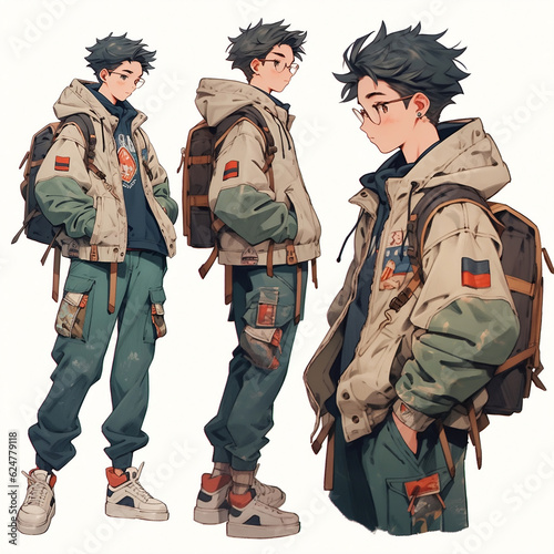 concept art of a full length architecture student. manga style