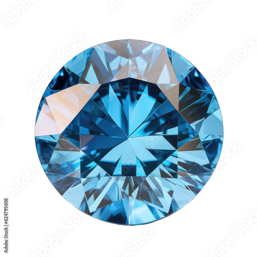 Blue Topaz gem isolated on transparent background. Generative AI