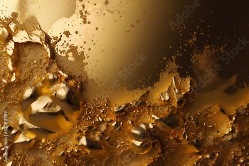 Liquid gold structure abstract design background. Generative AI