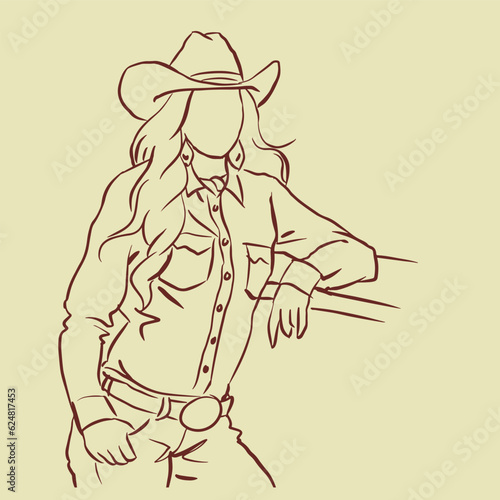 illustration of a cowgirl vector for illustration decoration card