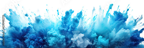 A blue smoke explosion border isolated on transparent background - Generative AI