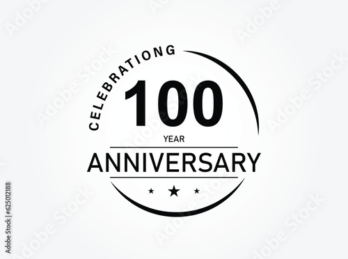 100 years anniversary logo template isolated on white, black and white background. 100th anniversary logo.
