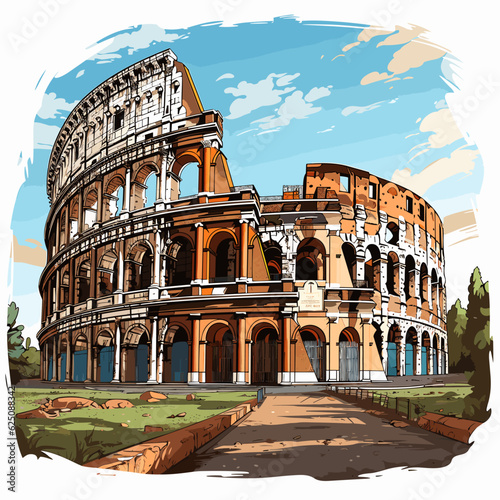 Colosseum hand-drawn comic illustration. Colosseum. Vector doodle style cartoon illustration