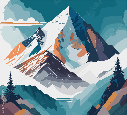 Wonderful scenery of Everest mountain vector art