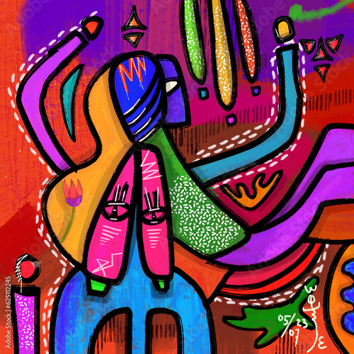 the boths 2048 x 2048 px the story of 2 friends in the rhythm of the work, the collaboration of cool and comfortable colors, the eyes will not get bored to look at it.