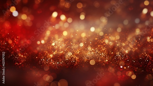 Red Christmas Background with Golden Glitter