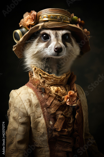 A Meerkat wearing couture fashion
