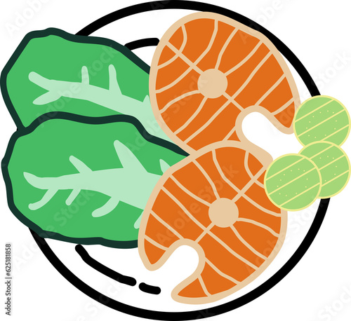Salmon salad cartoon in icon style