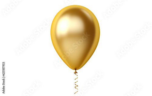 Golden balloon and gold ribbons isolated on transparent background. birthday balloon for card, party, design, flyer, poster, decor, banner, web, advertising. png 