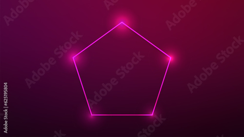 Neon frame in pentagon form with shining effects