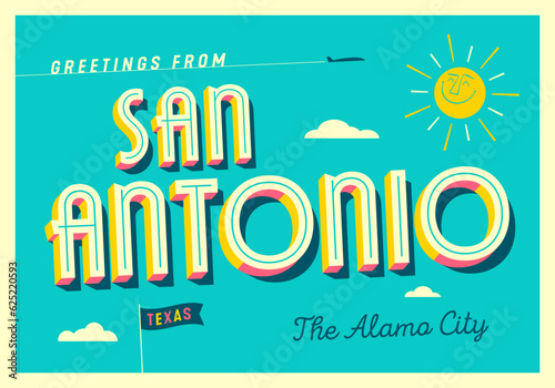 Greetings from San Antonio, Texas, USA - The Alamo city - Wish you were here! - Touristic Postcard.