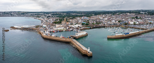 Aerial view of the harbour and town of Penzance in Cornwall