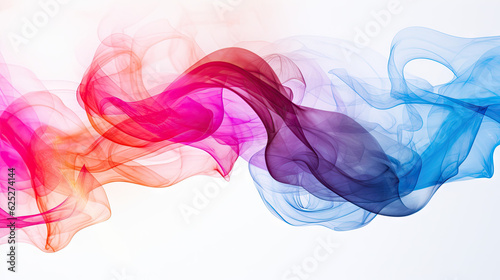 Swirl of multicolored smoke against a stark white background, emanating a sense of mystery. Generative AI
