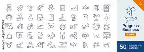 Progress Business icons Pixel perfect. growth, efficiency, optimization, productivity icons. Vector 