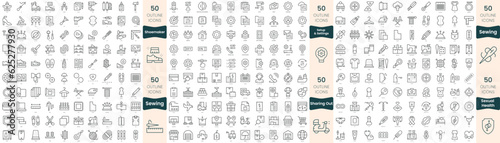 300 thin line icons bundle. In this set include setup and settings, sewing, sexual health, sharing out, shoemaker