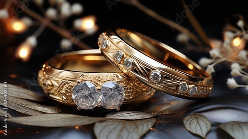 gold wedding rings on the pincushion