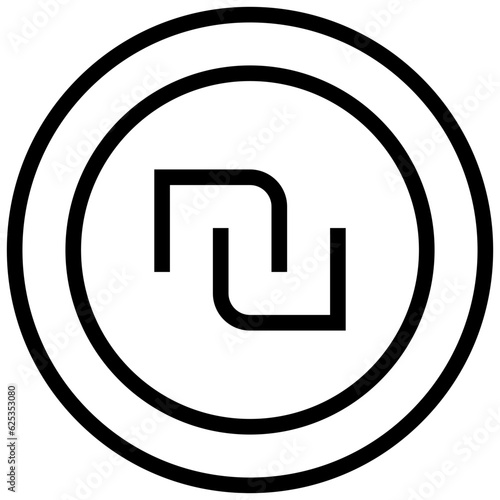 shekel icon. A single symbol with an outline style