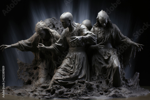 fallen angels melted to each other in statue, belphegor, satan, leviathan, asmodeus, mammon, lucifer, Beelzebub , wallpaper background image