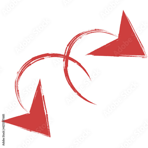 Digital png illustration of spiral red arrows on transparent background