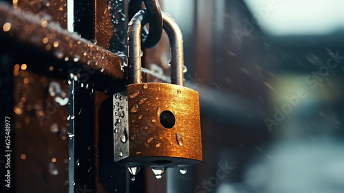 Hanging on the rusty gate is the lock