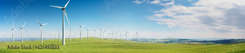field with windmills panorama