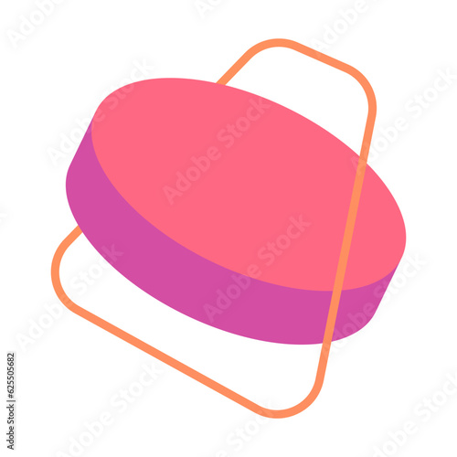 Volumetric puck with frame brochure element design. 3D detail. Vector illustration with empty copy space for text. Editable shapes for poster decoration. Creative and customizable frame