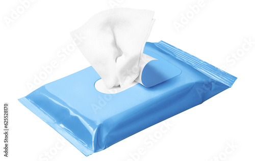 Blue wet wipes flow pack, cut out