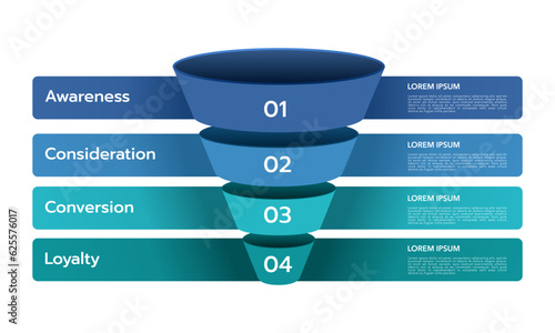 Sales and marketing funnel strategies infographic template. Business Presentation. Vector illustration.