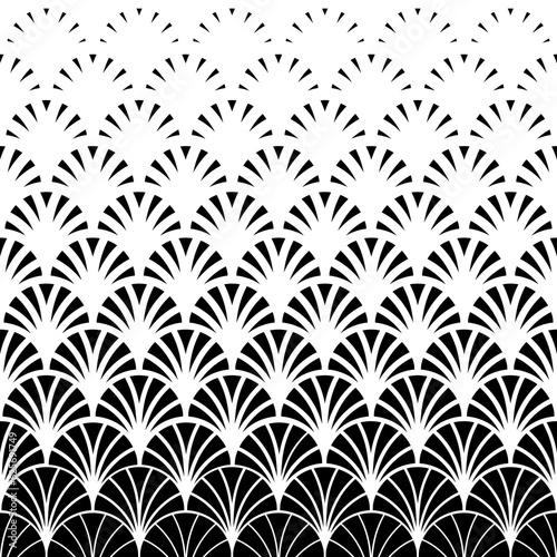 Art deco pattern. Geometric peacock background. Аlowers design for prints. Geometry modern ornament. Scrolls lattice. China ethnic style. Scale motive. Peacocks abstract texture. Vector illustration