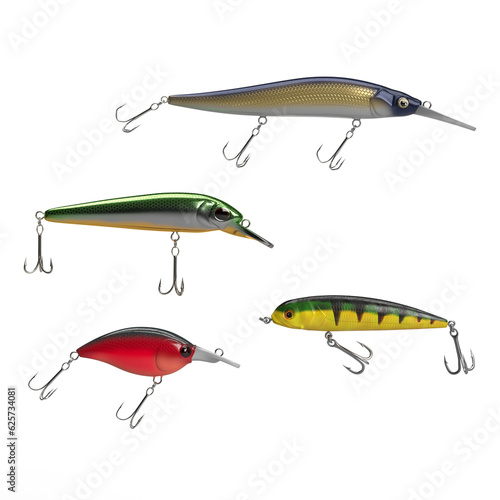 set of various modern lure fishing bait png