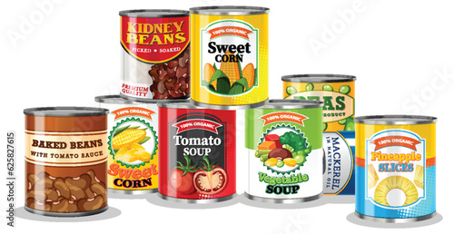 Group of canned food