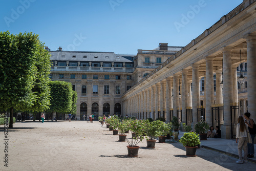 The Courtyard of Honour, Palais-Royal, a former French royal palace located on Rue Saint-Honoré in the 1st arrondissement, Paris, France