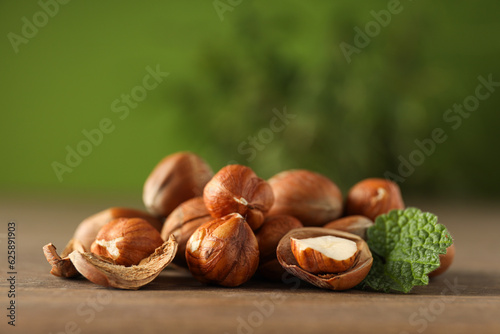 Healthy food and healthy nutrition concept, nuts - hazelnut