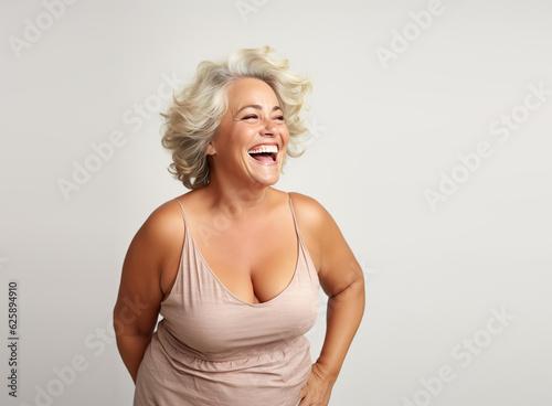 AI generated image of plus size mature woman in studio