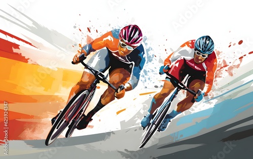 Olympic games biking illustration. Sport bicycle bike track competition. generative ai