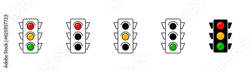 Traffic light icon set. Stoplight sign. Traffic control icon collection. EPS 10 