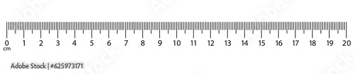 Horizontal measuring ruler with a mark of 20 centimeters. Vector .